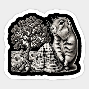 Badlands Beauty: Prairie Dog Amidst Nature's Marvels Sticker